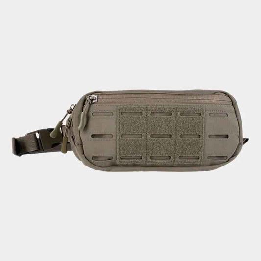 Riñonera táctica MIL-TEC color coyote con panel de corte láser y correa ajustable