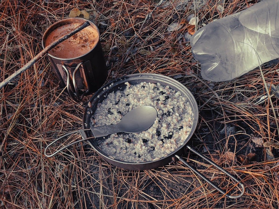 white powder on blue round ceramic bowl