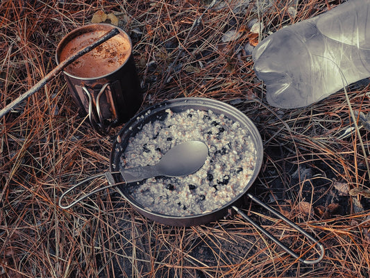white powder on blue round ceramic bowl