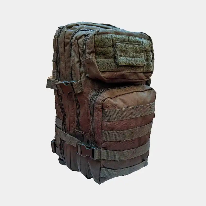 Mochila táctica US Assault Mil-Tec de 20 litros con cintas de compresión en verde oliva