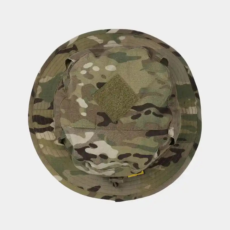 Sombrero táctico boonie Emersongear vista superior con panel de velcro en camuflaje MultiCam