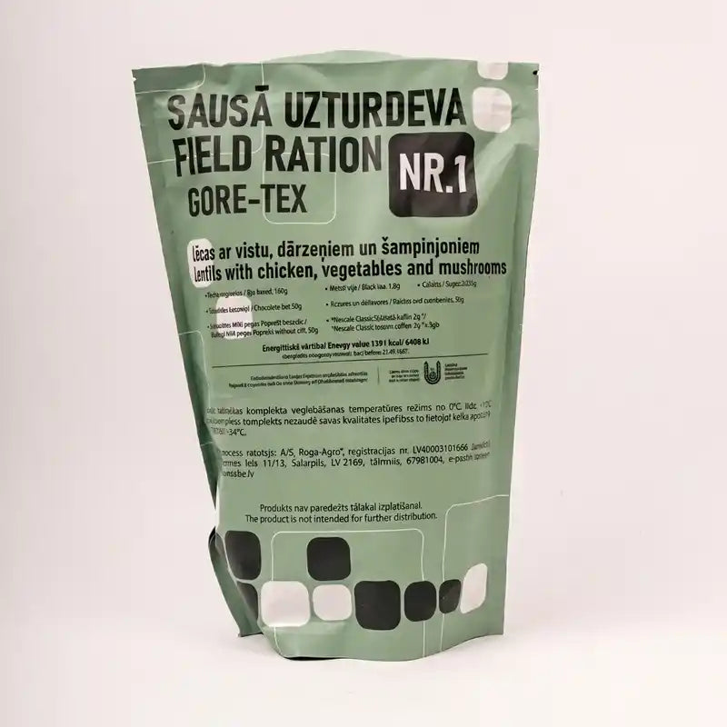 Ración militar letona Field Ration NR.1 en bolsa verde