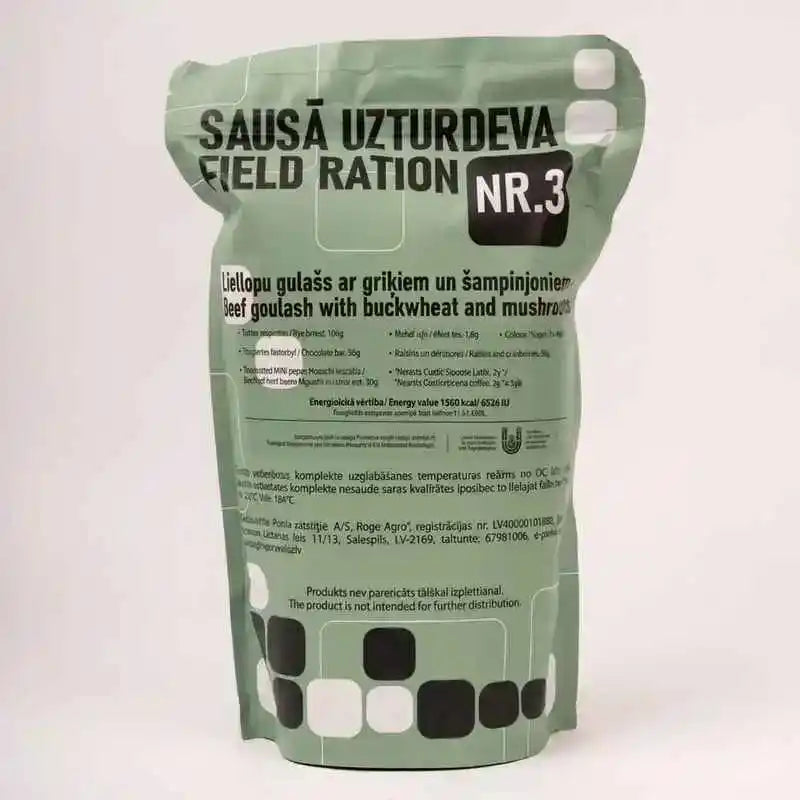 Ración militar letona Field Ration NR.3 en bolsa verde