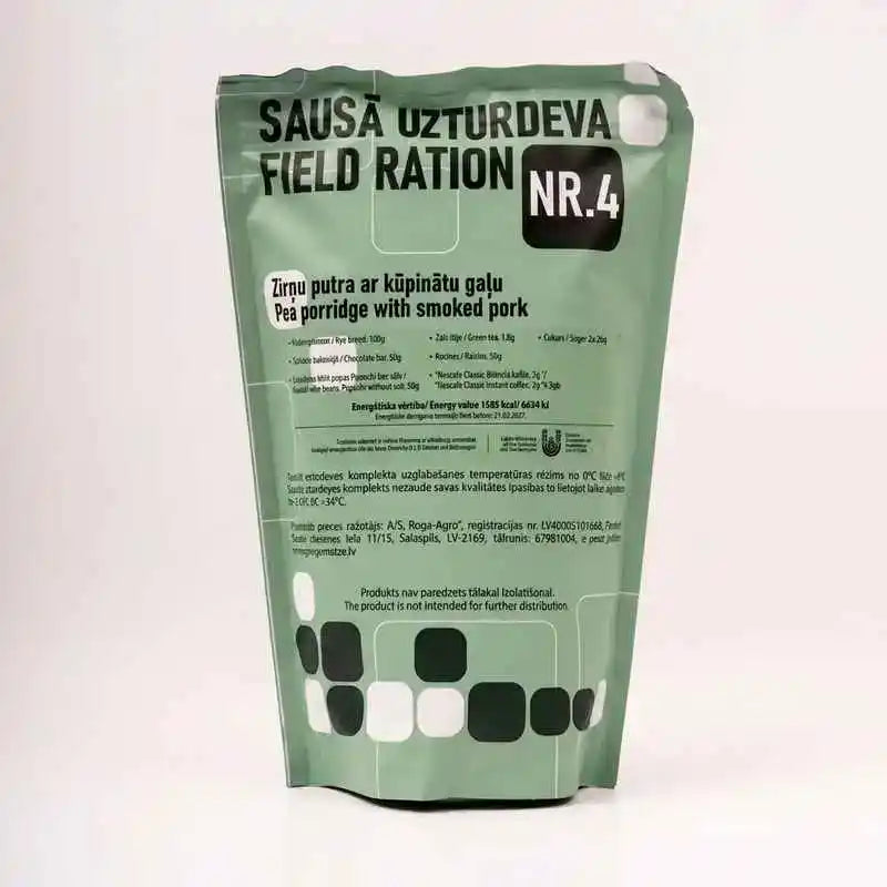 Ración militar letona Field Ration NR.4 en bolsa verde
