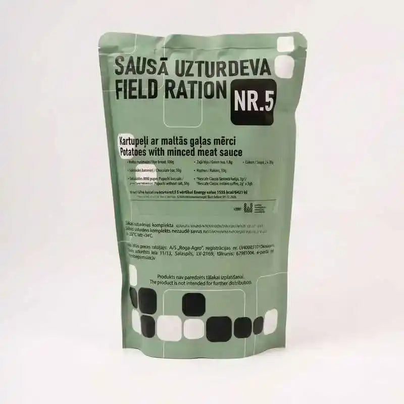 Ración militar letona Field Ration NR.5 en bolsa verde
