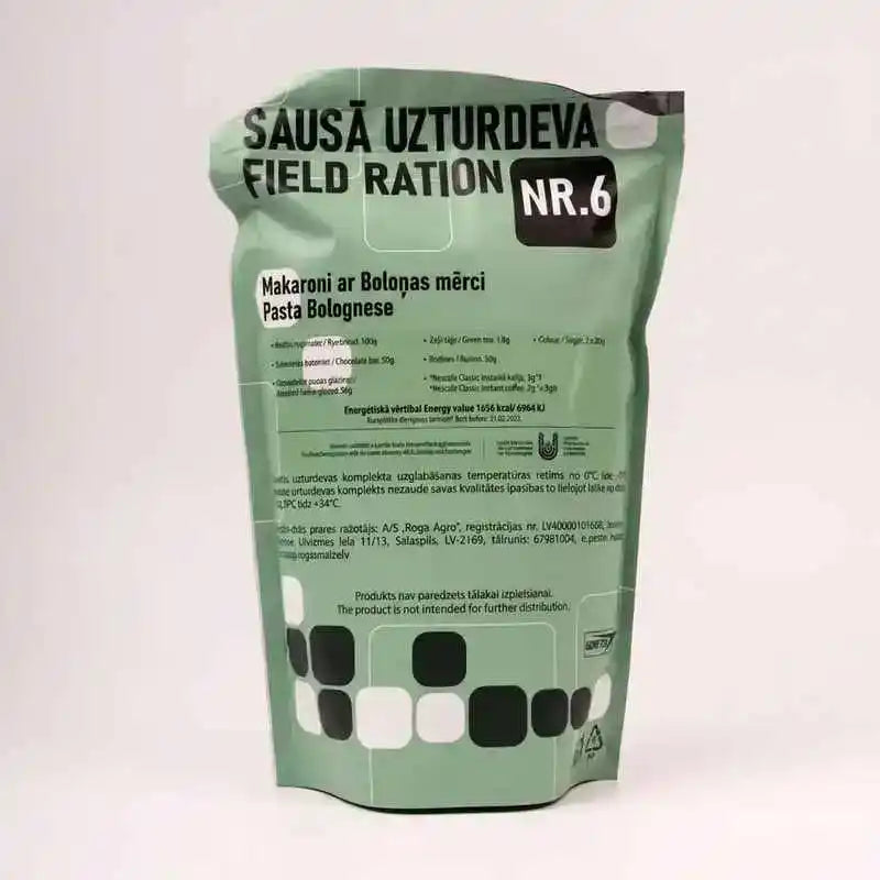 Ración militar letona Field Ration NR.6 en bolsa verde