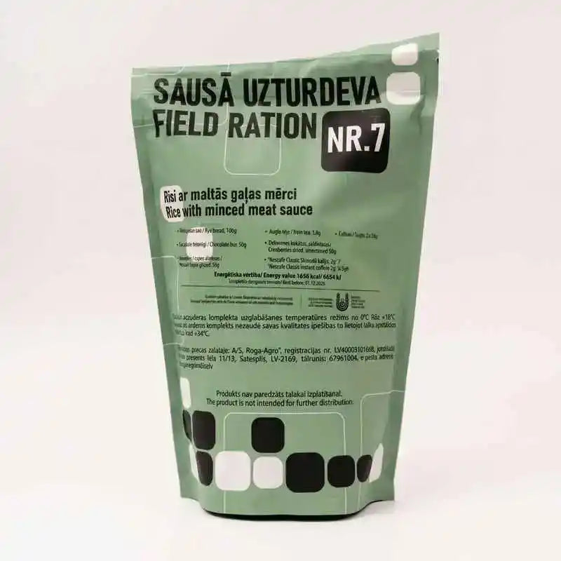 Ración militar letona Field Ration NR.7 en bolsa verde