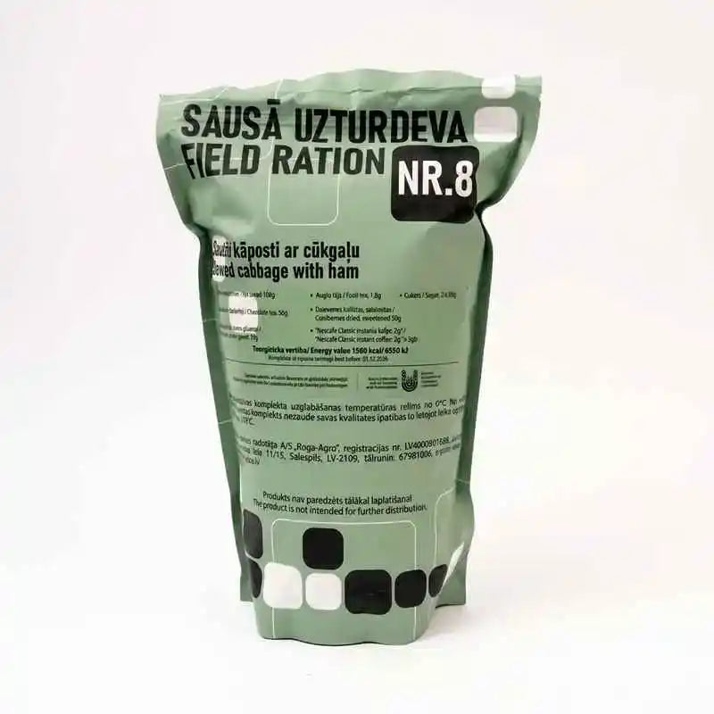 Ración militar letona Field Ration NR.8 en bolsa verde