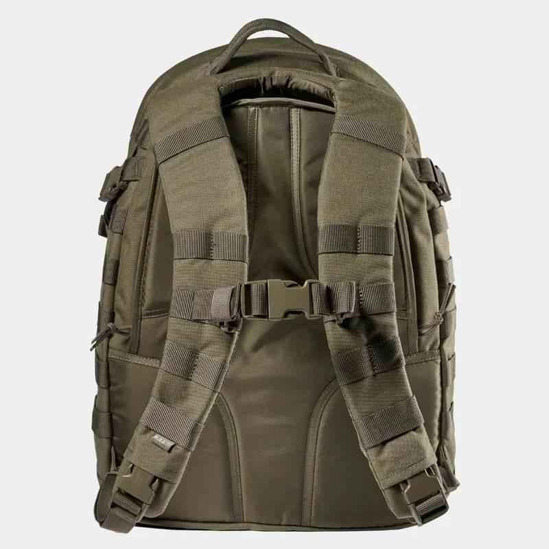 Mochila táctica verde caqui con arnés de espalda y correas con hebilla
