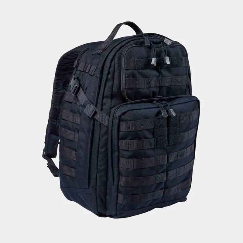 Mochila táctica azul marino con panel molle frontal y bolsillo con cremallera
