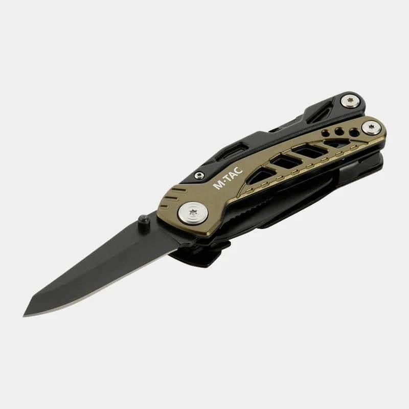 Multiherramienta M-Tac Type 2 con cuchilla plegable y paneles dorados