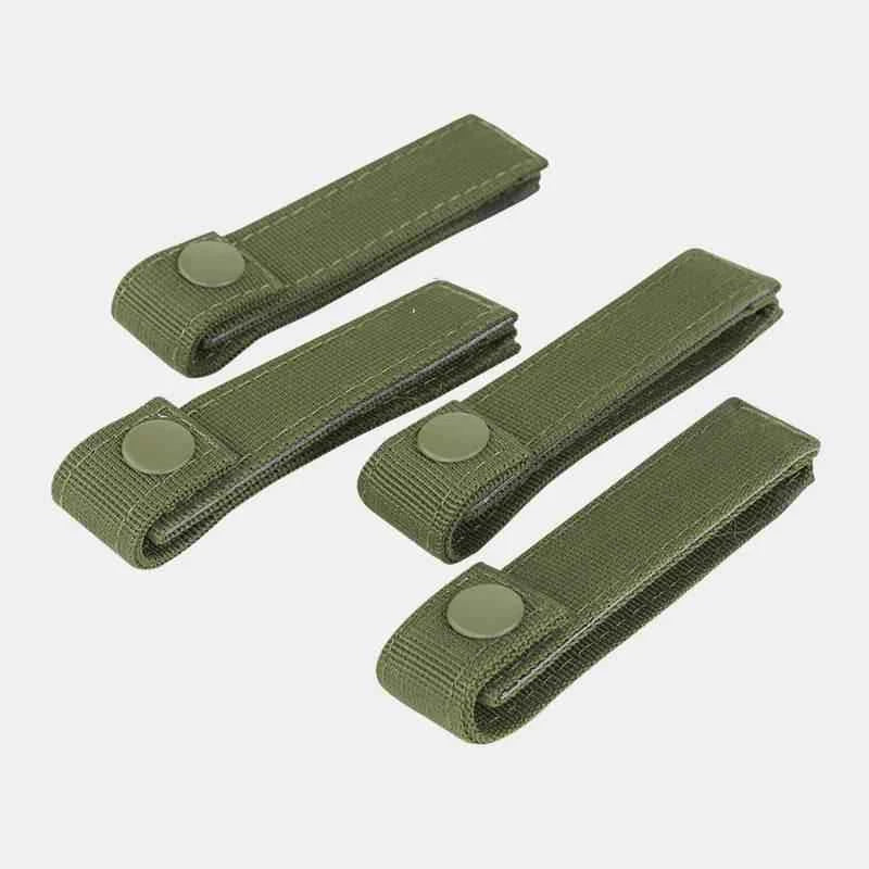 Tiras de anclaje MOLLE de 10 cm en verde oliva, con botón circular