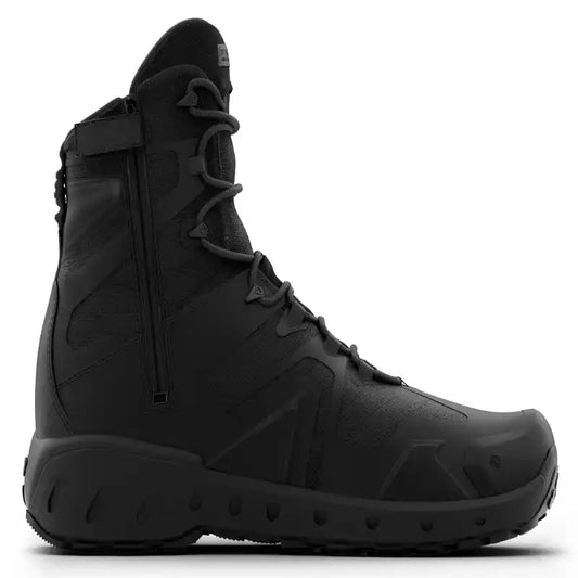 Vista de perfil exterior de bota táctica AEROtac First Tactical negra con cremallera