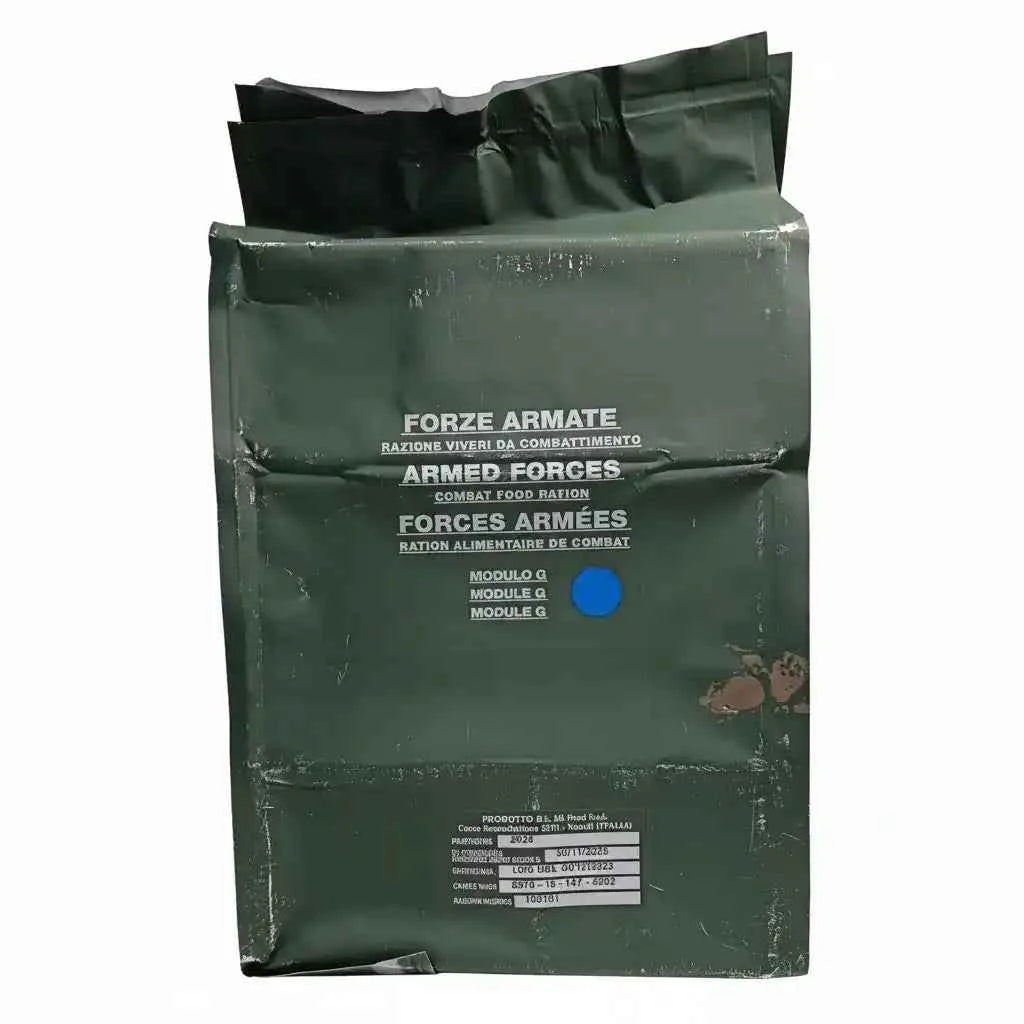 Bolsa de ración de combate FORZE ARMATE, módulo B, cara posterior con etiqueta