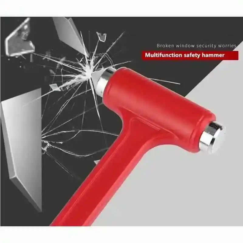 Martillo de seguridad para coche 2 en 1 rojo con punta metálica y efecto de rotura