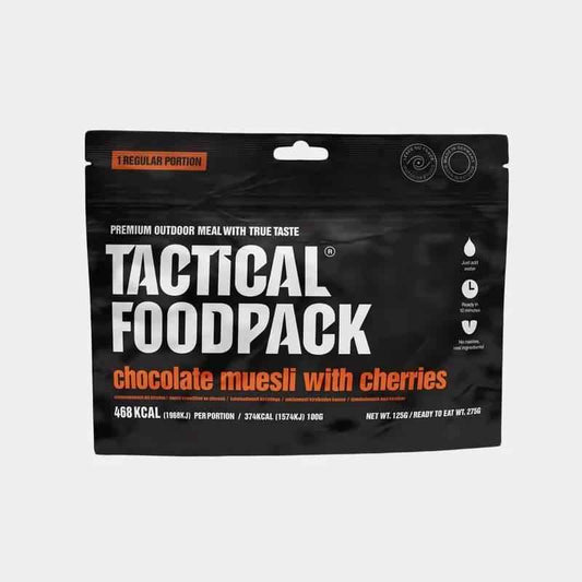 Bolsa de muesli con chocolate y cerezas Tactical Foodpack, etiqueta frontal