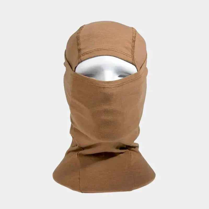 Balaclava táctica Delta Tactics coyote, con capucha y abertura para la cara